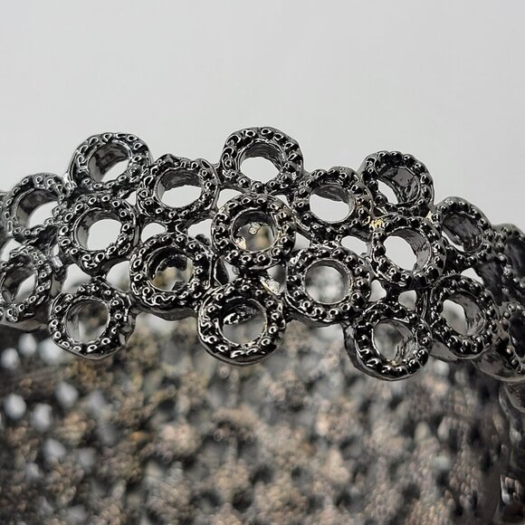 Gorgeous Hematite Rhinestone Wide Cuff Bracelet - Picture 8 of 14